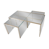 3 nesting coffee tables in glass and gilded metal, 1950-1970