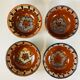 4 bowls + 2 saucers glazed terracotta Bulgarian Monastery of Troyan