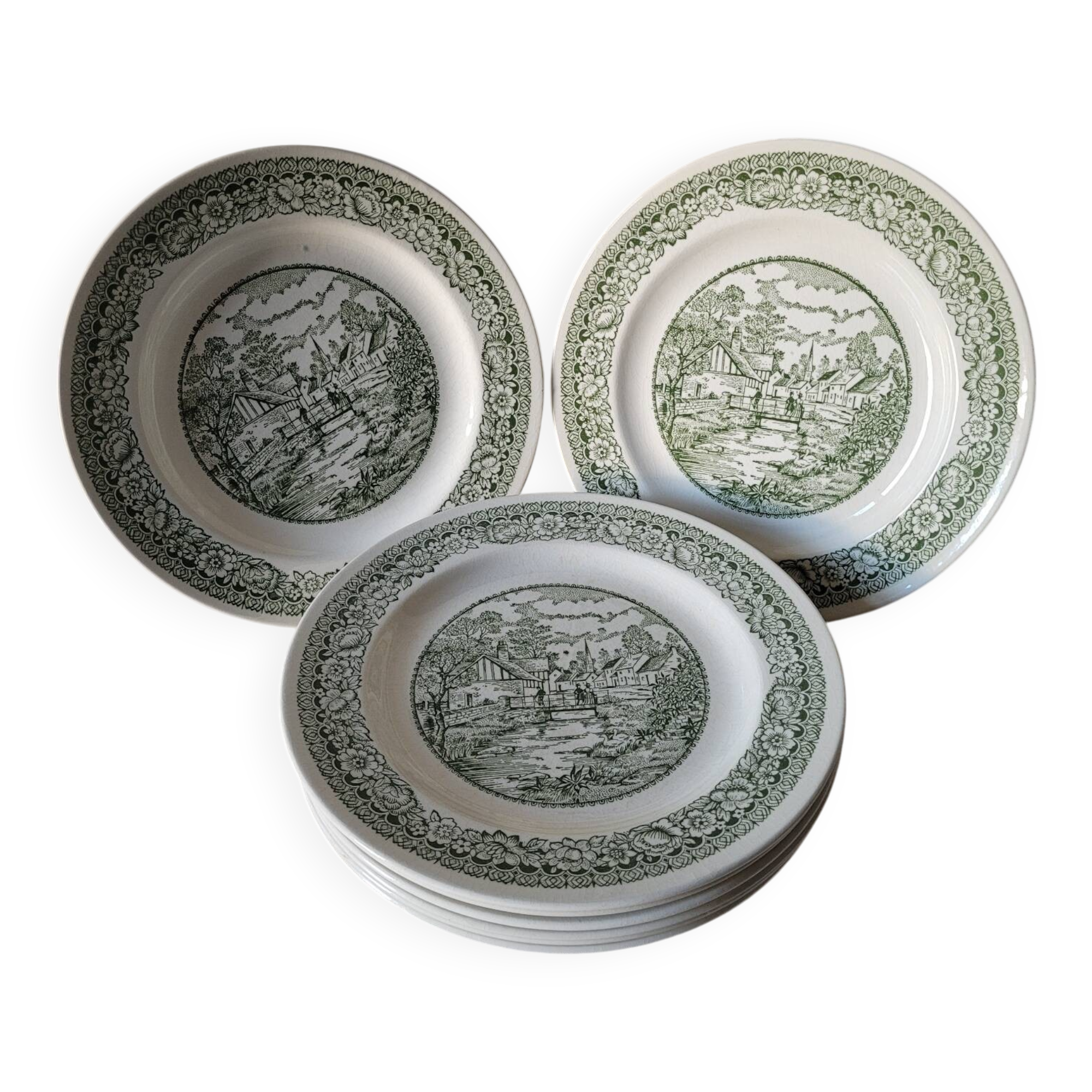 Pastoral decor earthenware dinner plates