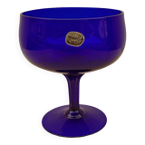 Cobalt blue goblet of a sheepdog, Bohemia, Czechoslovakia, 1980s.