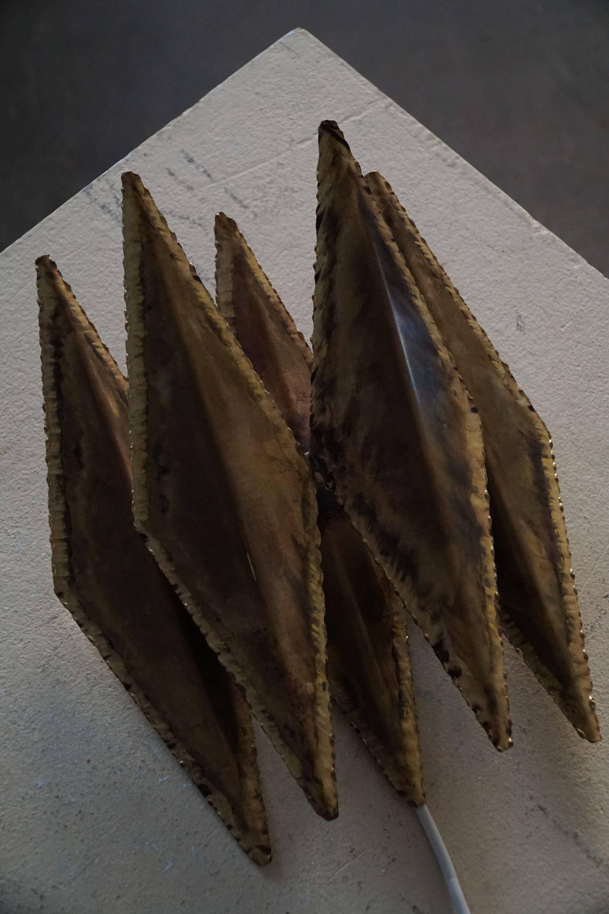 Brutalist wall lamp in brass by Svend Aage Holm Sørensen, 1960s.