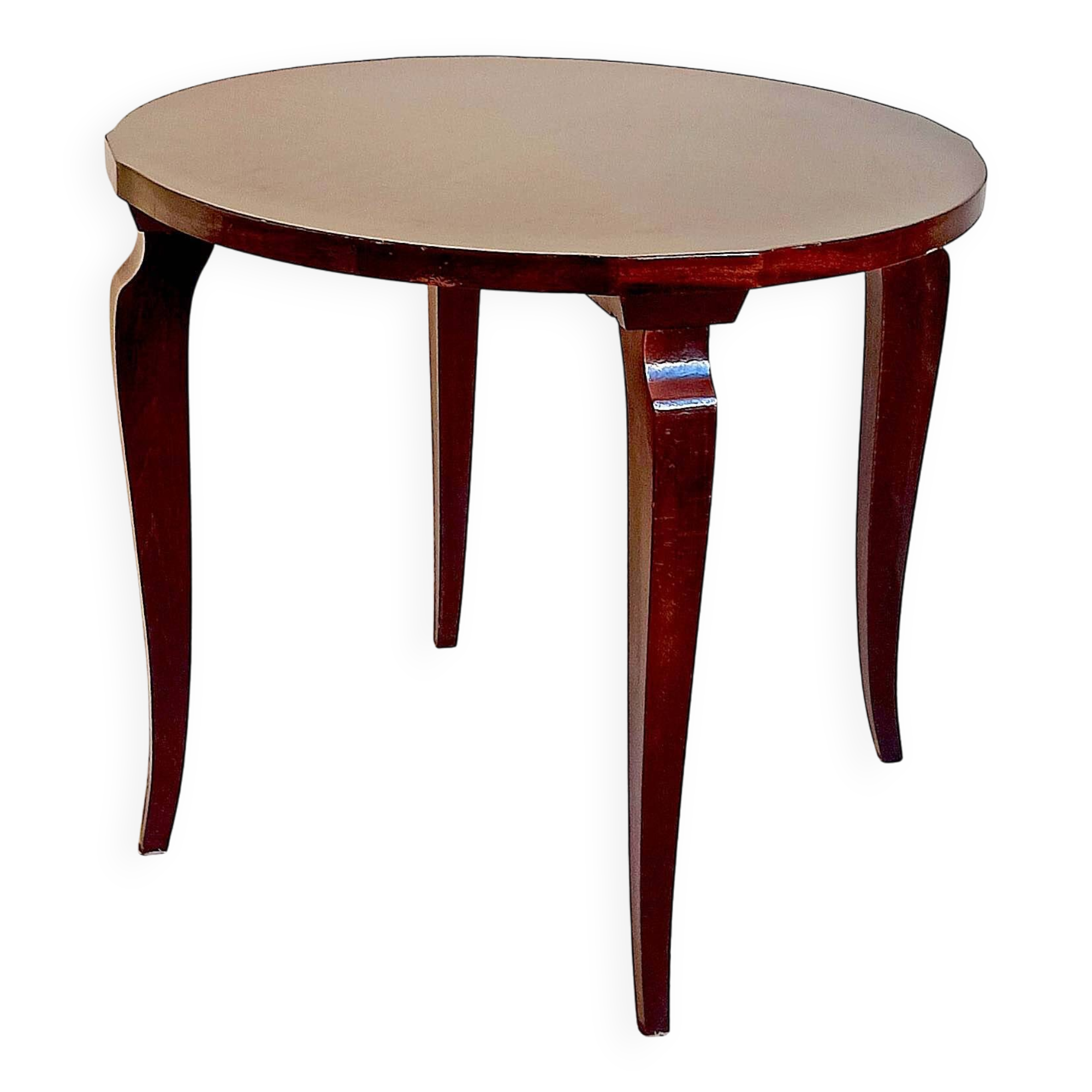 Art Deco pedestal table, mahogany veneer, diameter 60.4 cm