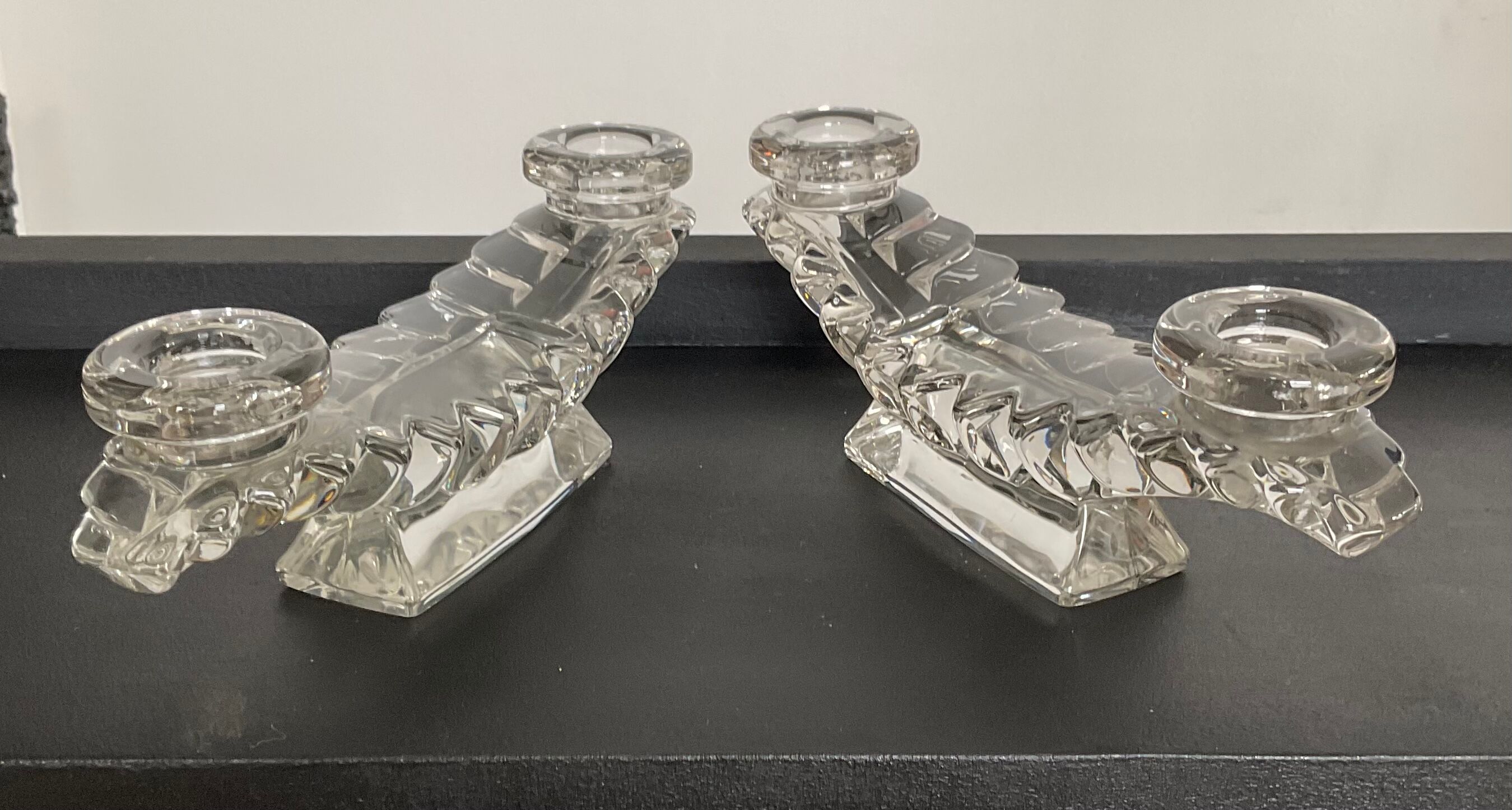 Pair of Art Deco glass chandeliers