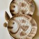 Set of 6 beige earthenware dinner plates, circa 1970, Sarreguemines, France.
