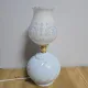 Blue ball lamp and white opaline.