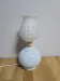 Blue ball lamp and white opaline.