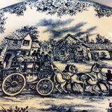 Set of 9 dessert plates English style blue & white