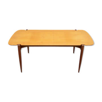 Table basse scandinave des années 1950 en teck et érable
