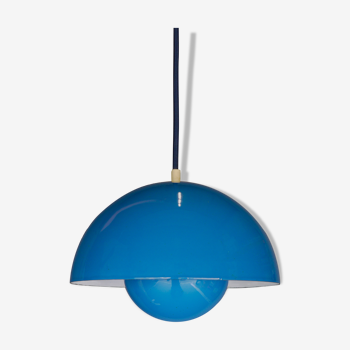 Blue model vp1 flowerpot pendant lamp by Verner Panton, 1960s