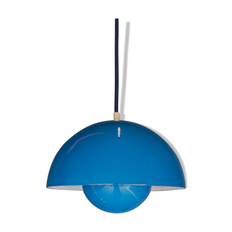 Blue model vp1 flowerpot pendant lamp by Verner Panton, 1960s