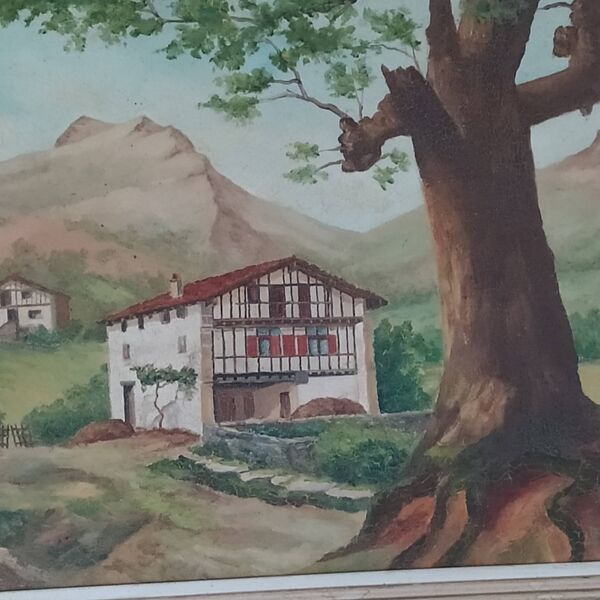 huile sur toile paysage basque signée Yves Babonnaud XXème