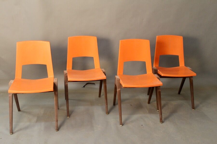 Suite of 4 vintage stamp chairs