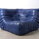 Michel Ducaroy Ligne Roset Blue Leather Togo Corner Sofa France 1980s