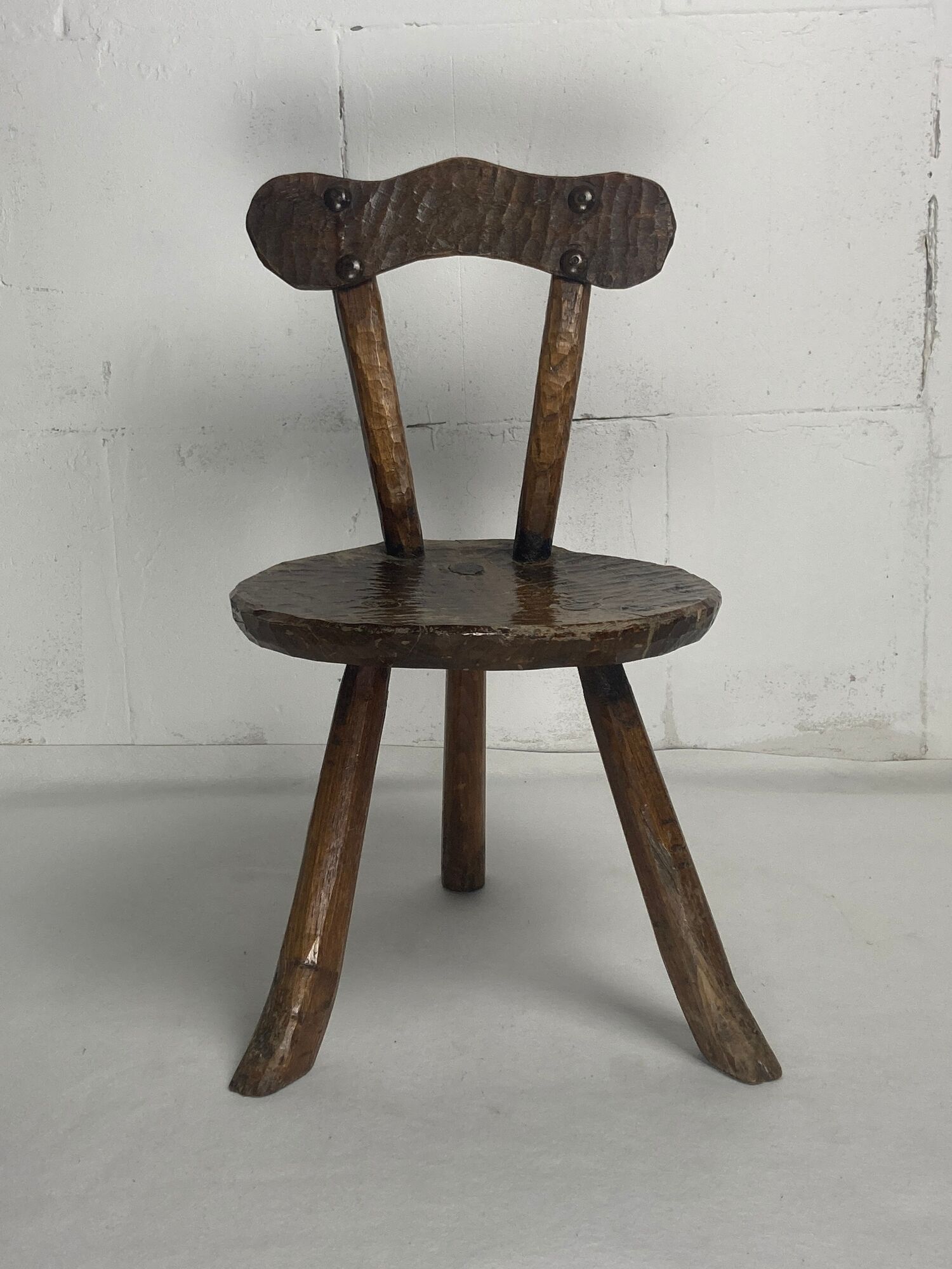 Brutalist Wabi Sabi milking chair, France ca 1950