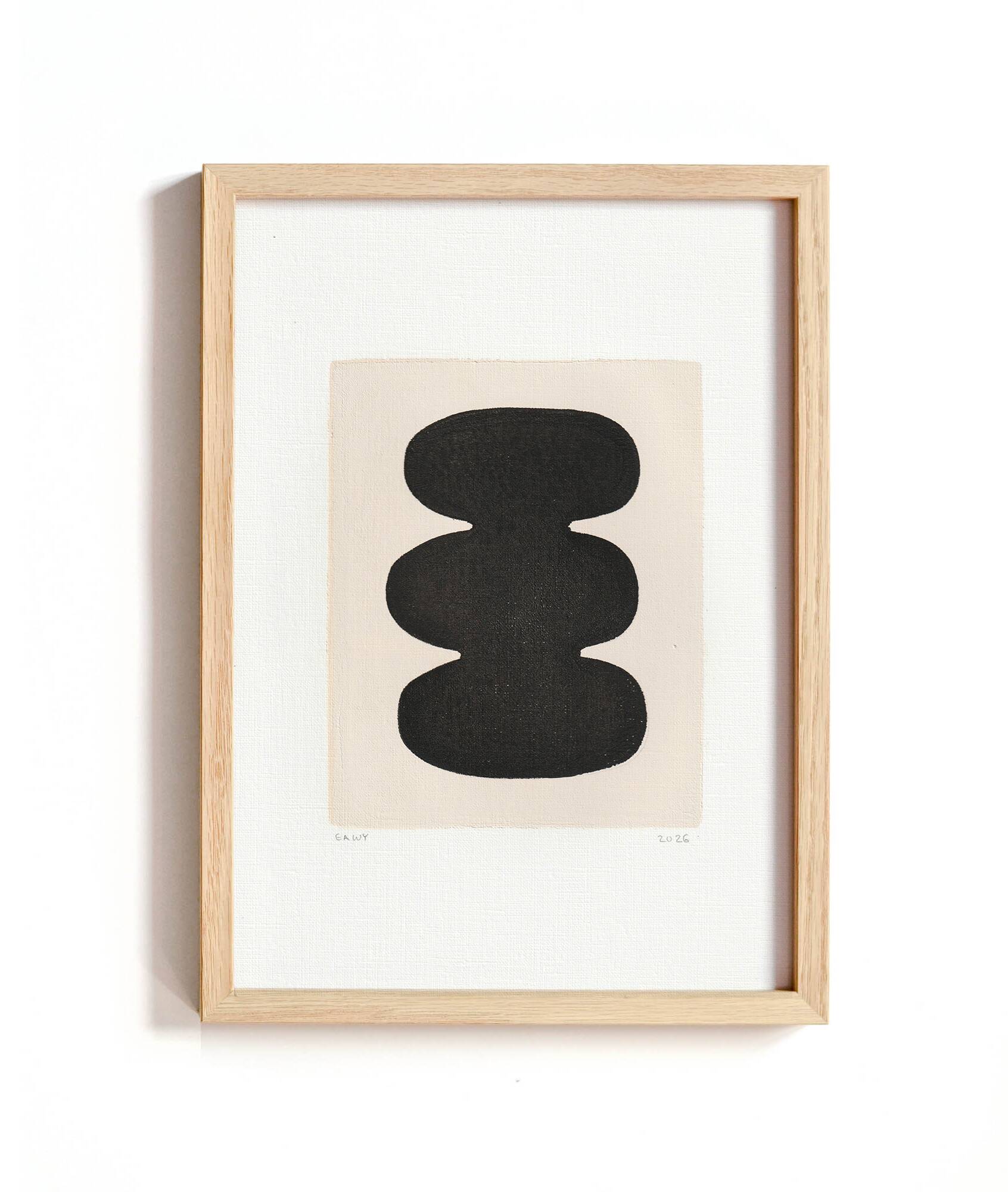 Collection of 4 black abstract paintings signed Eawy.