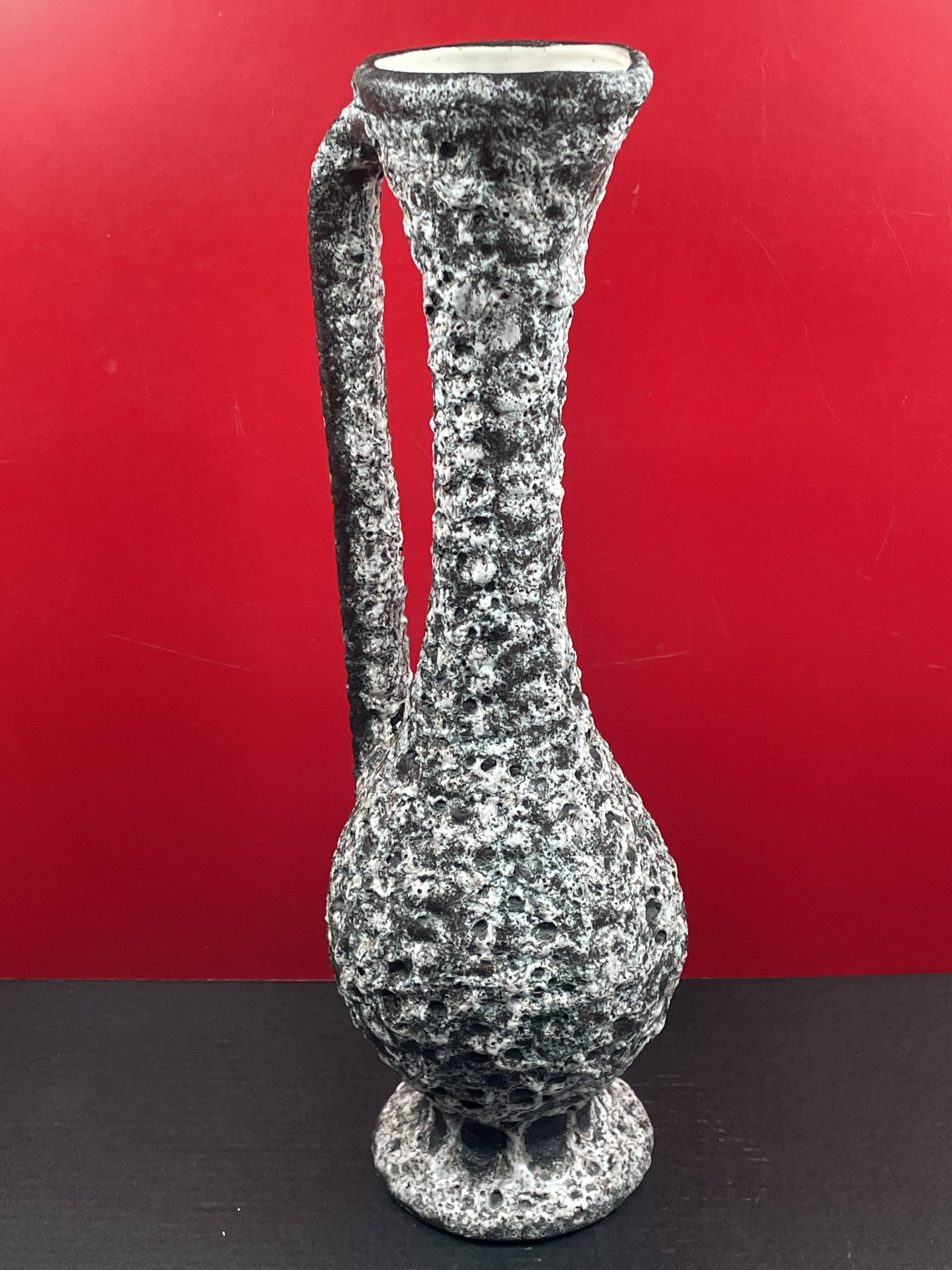 Large ceramic jar Fat Lava Vallauris 60s/70s - H: 45 cm