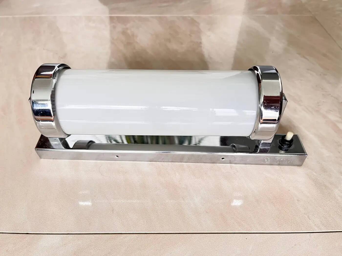 Chrome milk glass Bauhaus / Functionalist wall lamp - 1930s