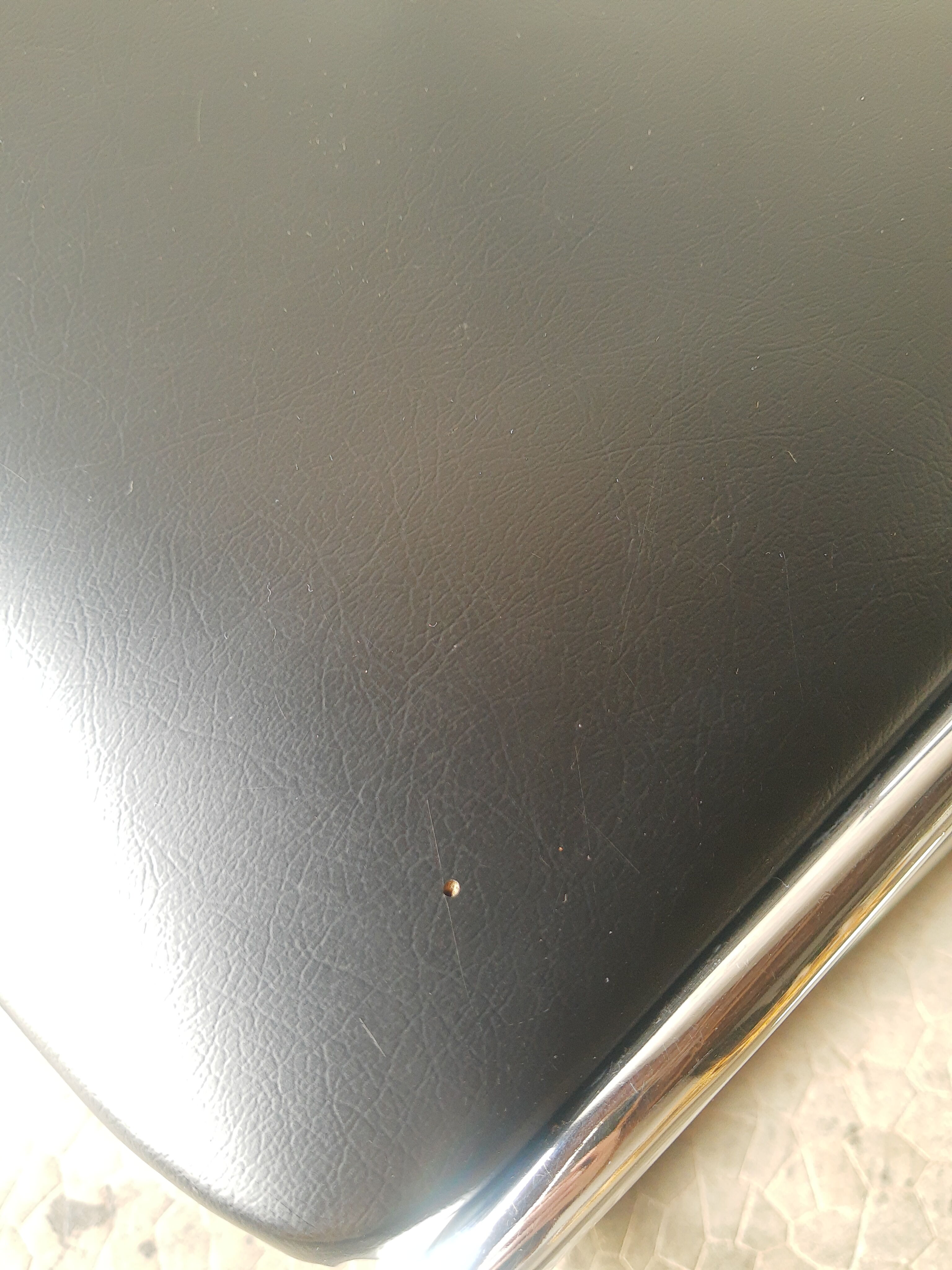 Vintage 70s black skai sled chair