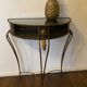 Vintage Regency Black and Gold Metal Console Hall Table, 1960s