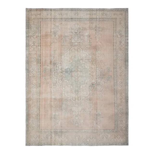 1970s Vintage Persian Handmade Wool Cotton Orange Area Rug 292x383