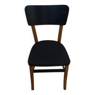 Black and natural wooden bistro chair