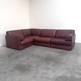 Brown leather modular sofa by De Sede; DS76, 1970s (straight)