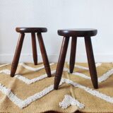Vintage tripod stool pair