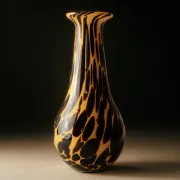 Vintage Murano glass vase from the 1990s, yellow art glass with black spots, postmodern Italian design.