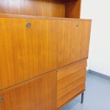 Louis Paolozzi modernist teak bookcase and secretary storage unit