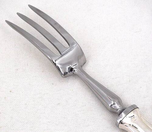 Christofle Galea serving fork, stew, carving silver-plated metal, perfect condition.