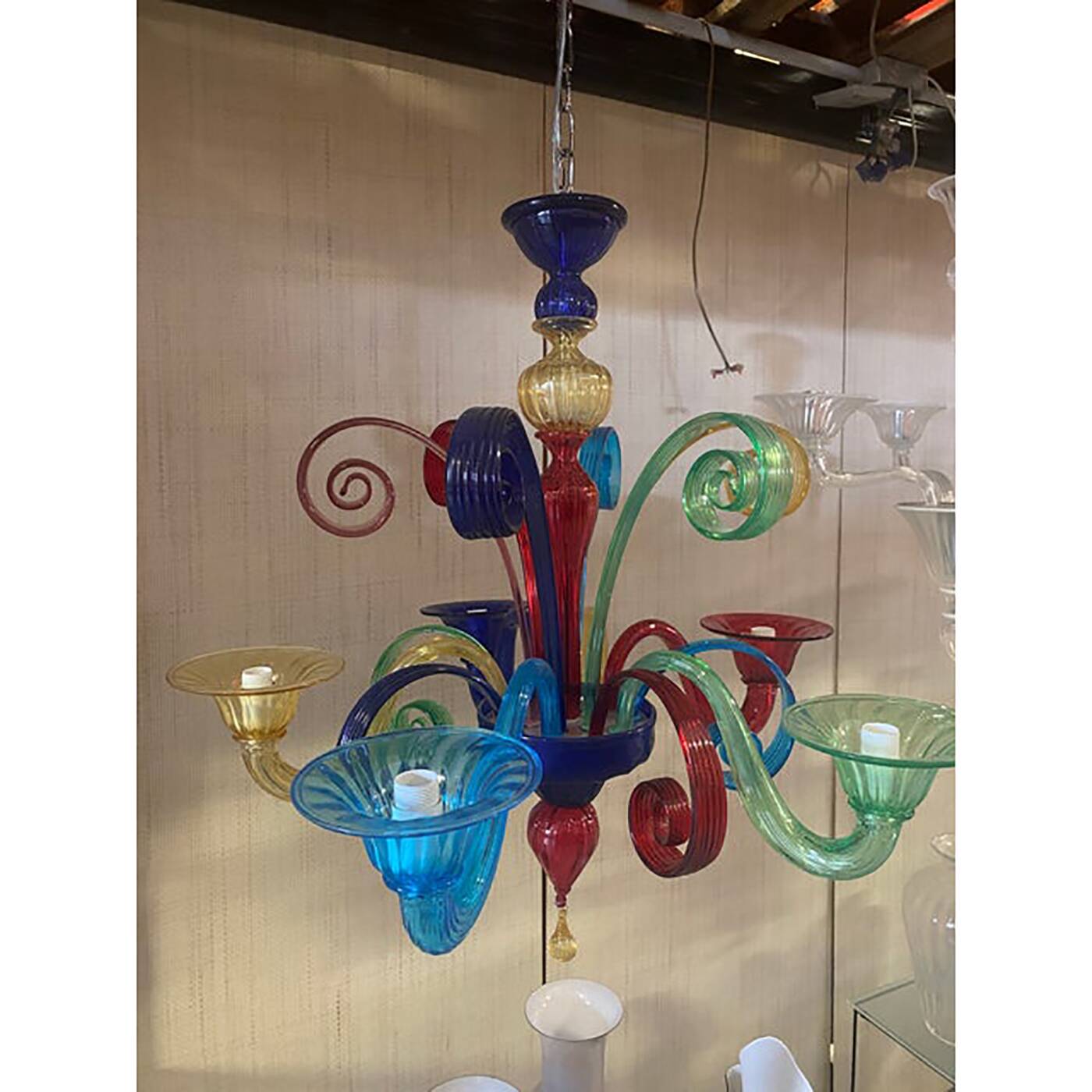 Murano Multicolors Glass Chandelier Random Colors 5 Arms