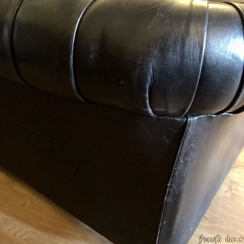 Chesterfield sofa in genuine black leather 3 seats