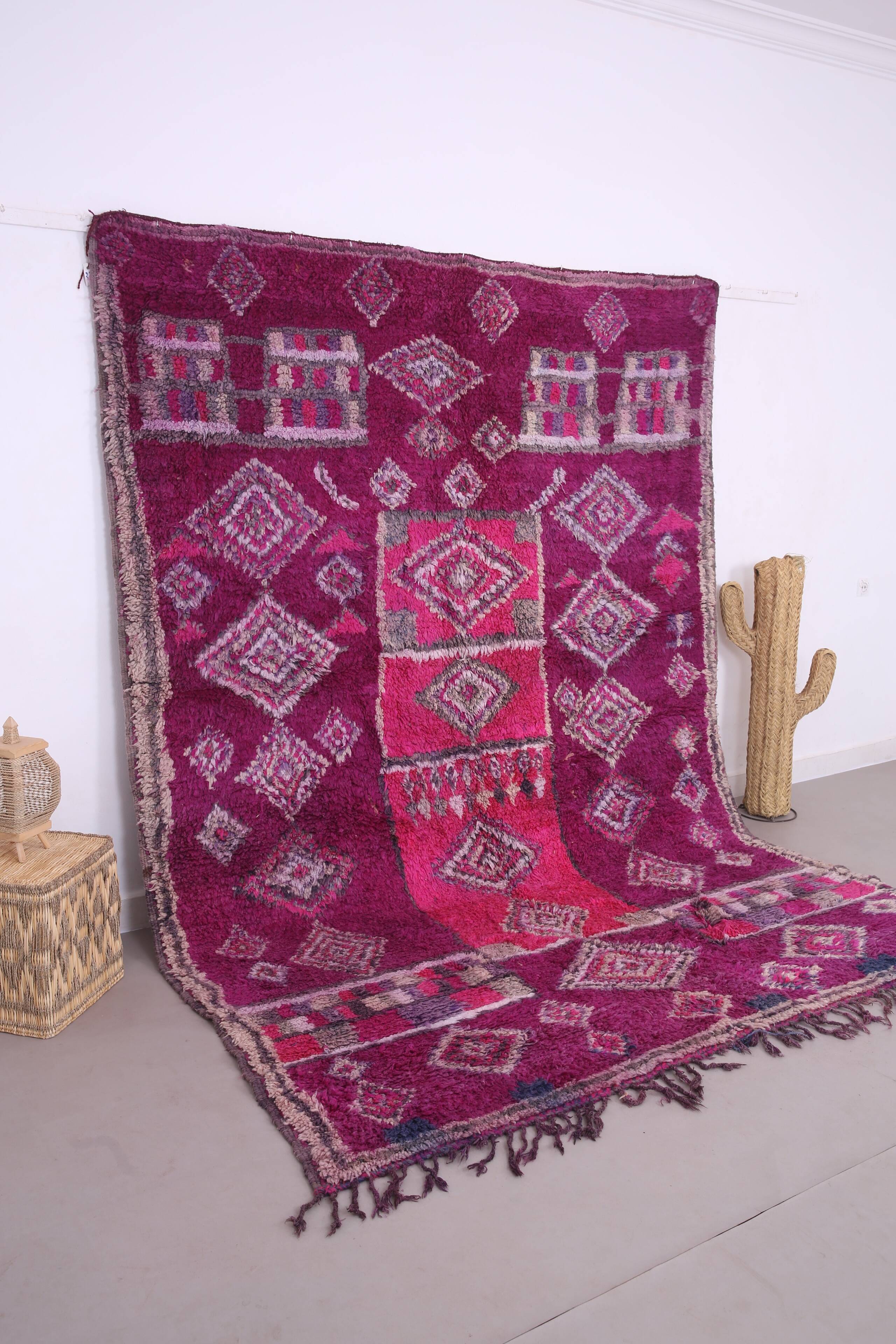 Purple vintage moroccan rug 228 x 317 cm - Handmade Berber Wool Rug