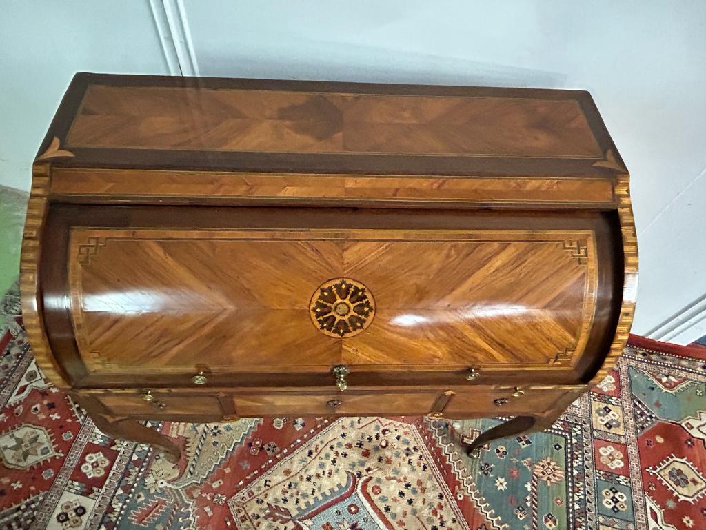 Desk cylinder marquetry louis xv period eighteenth