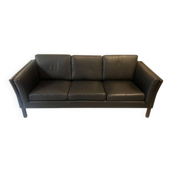 Canapé 3 places en cuir noir — Beyit
