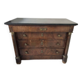 Empire chest of drawers with mahogany and marble top