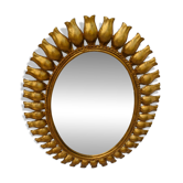 Oval golden metal tulip mirror country decoration