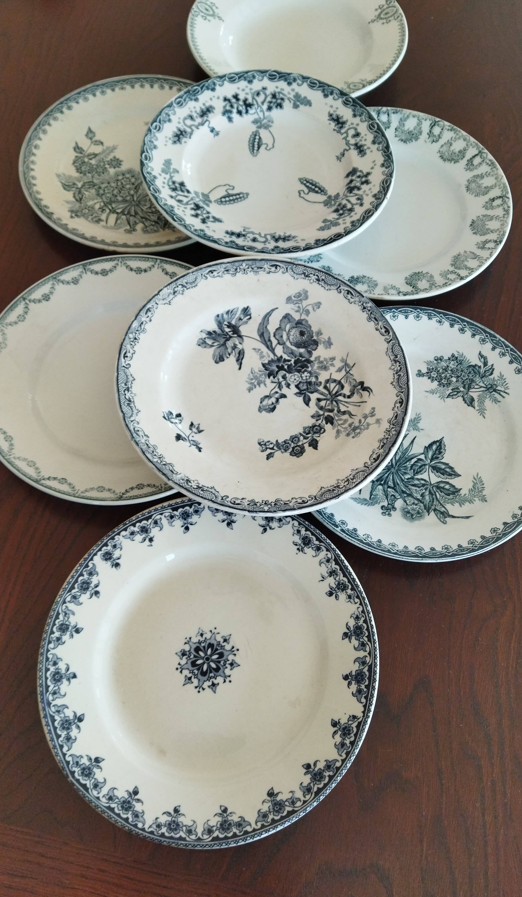 8 iron earthenware plates (St Amand Hamage HB & Cie Sarreguemines Digoin)