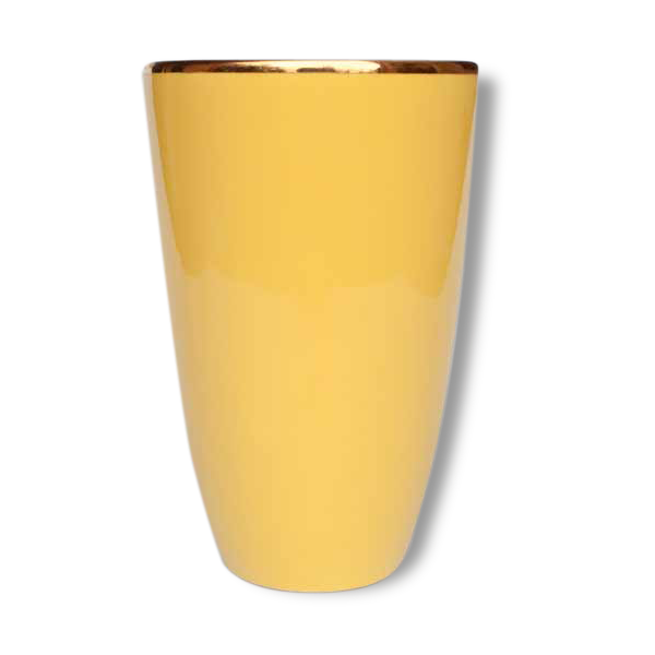 Ancien GORBON Vase en céramique jaune liseré or | Selency