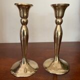 Three vintage brass candle holders