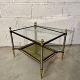 Brass, steel and patinated brass sofa end 1960