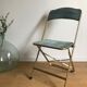Vintage chaisor folding chair golden frame and blue velvet