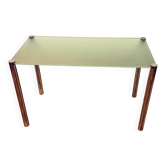 Rectangular table in tinted glass and chrome legs