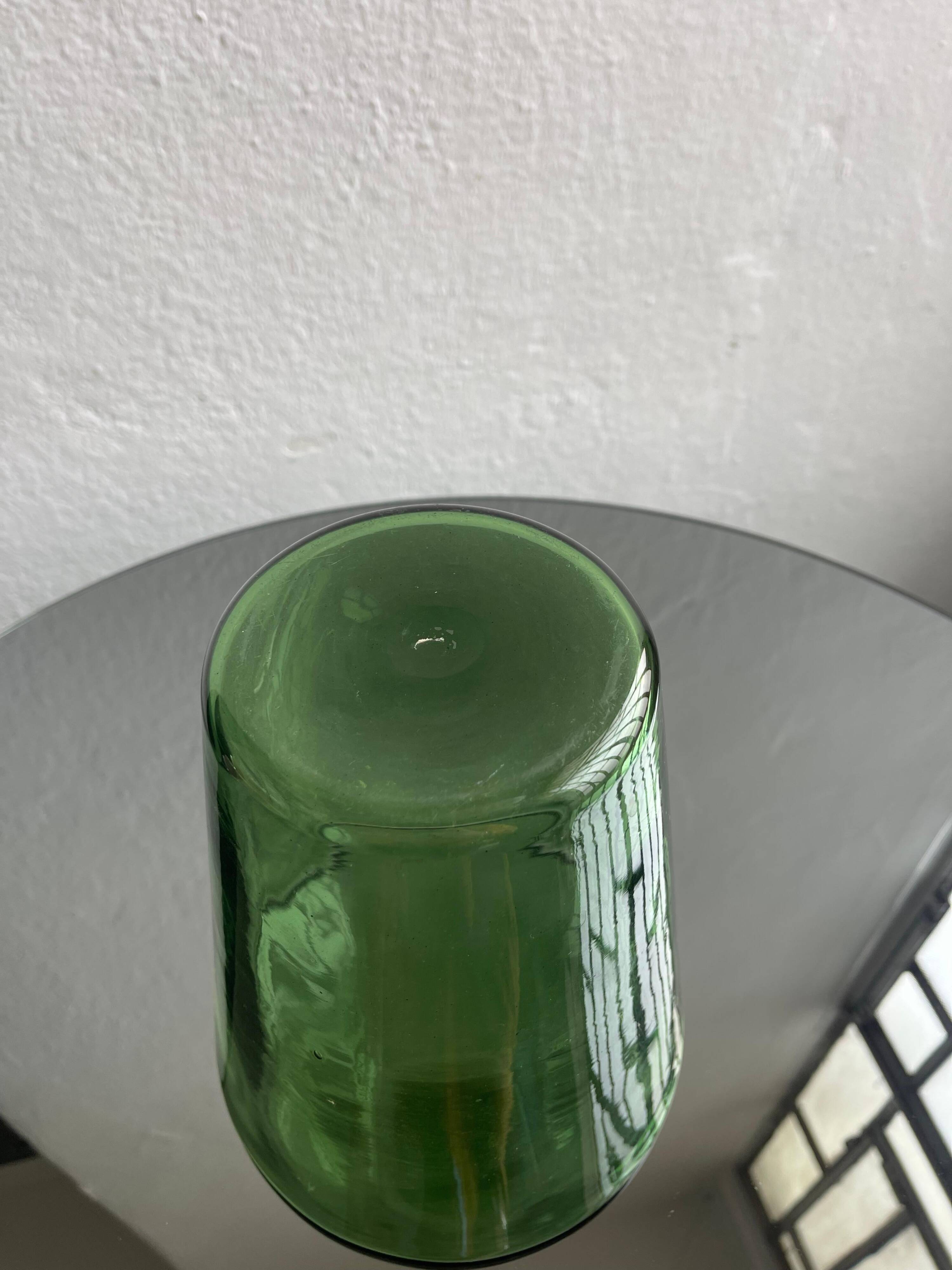 Vintage Green Decorative Vase in Blown Glass, Made in Italy, Vetrerie di Empoli