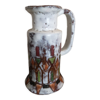 Ceramic pitcher vase signed Fernande Kohler - Vallauris - 1950s/60s