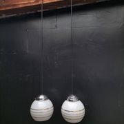 Pair of opaline pendant lights