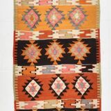 3x10 Boho Style Kilim Runner Rug, Peach Orange Vintage Runner, 73x296 Cm