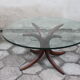 Table à café en verre et en bois, années 1960
