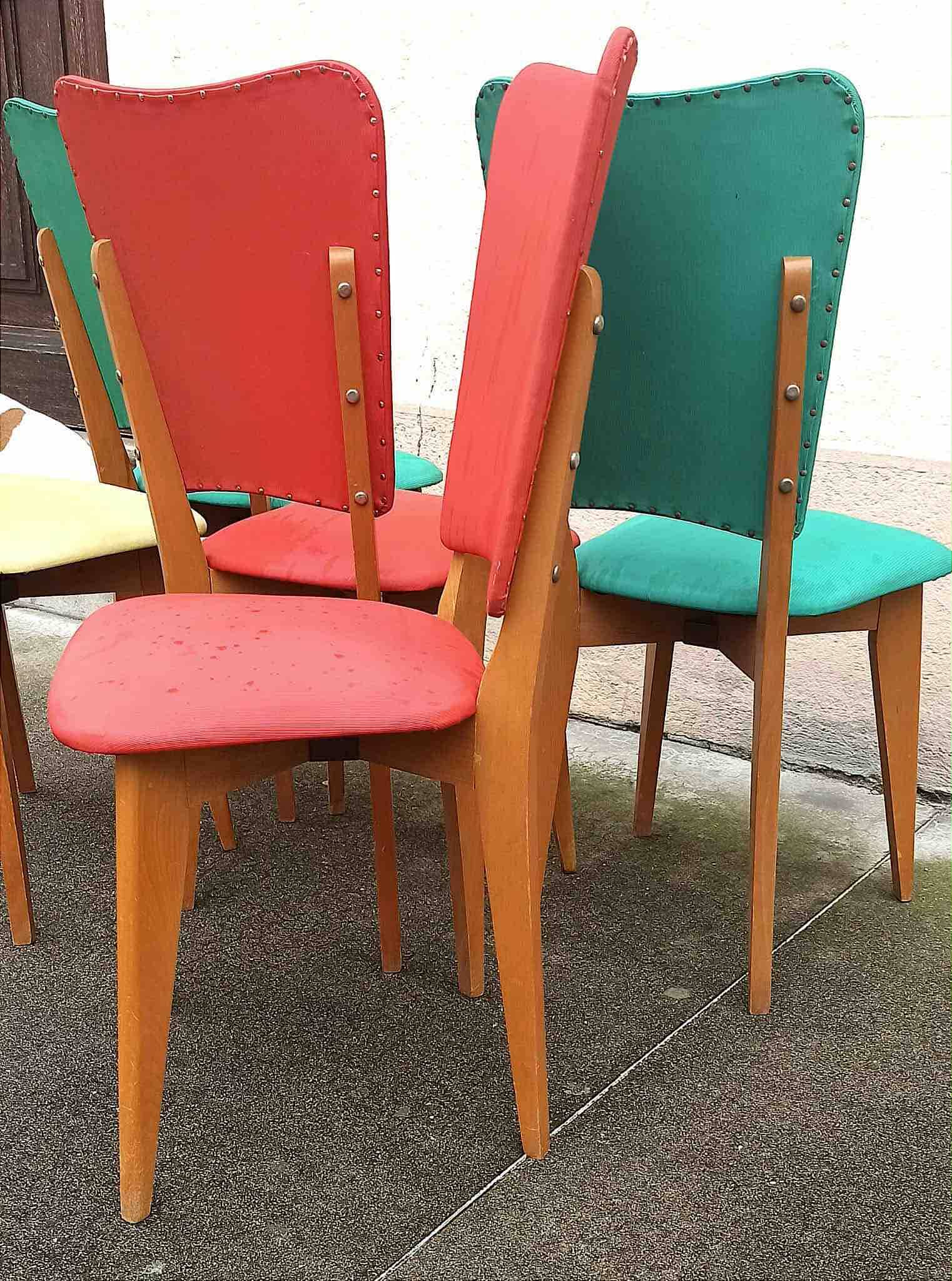 Set of 5 chairs + 1 free. 1960s.