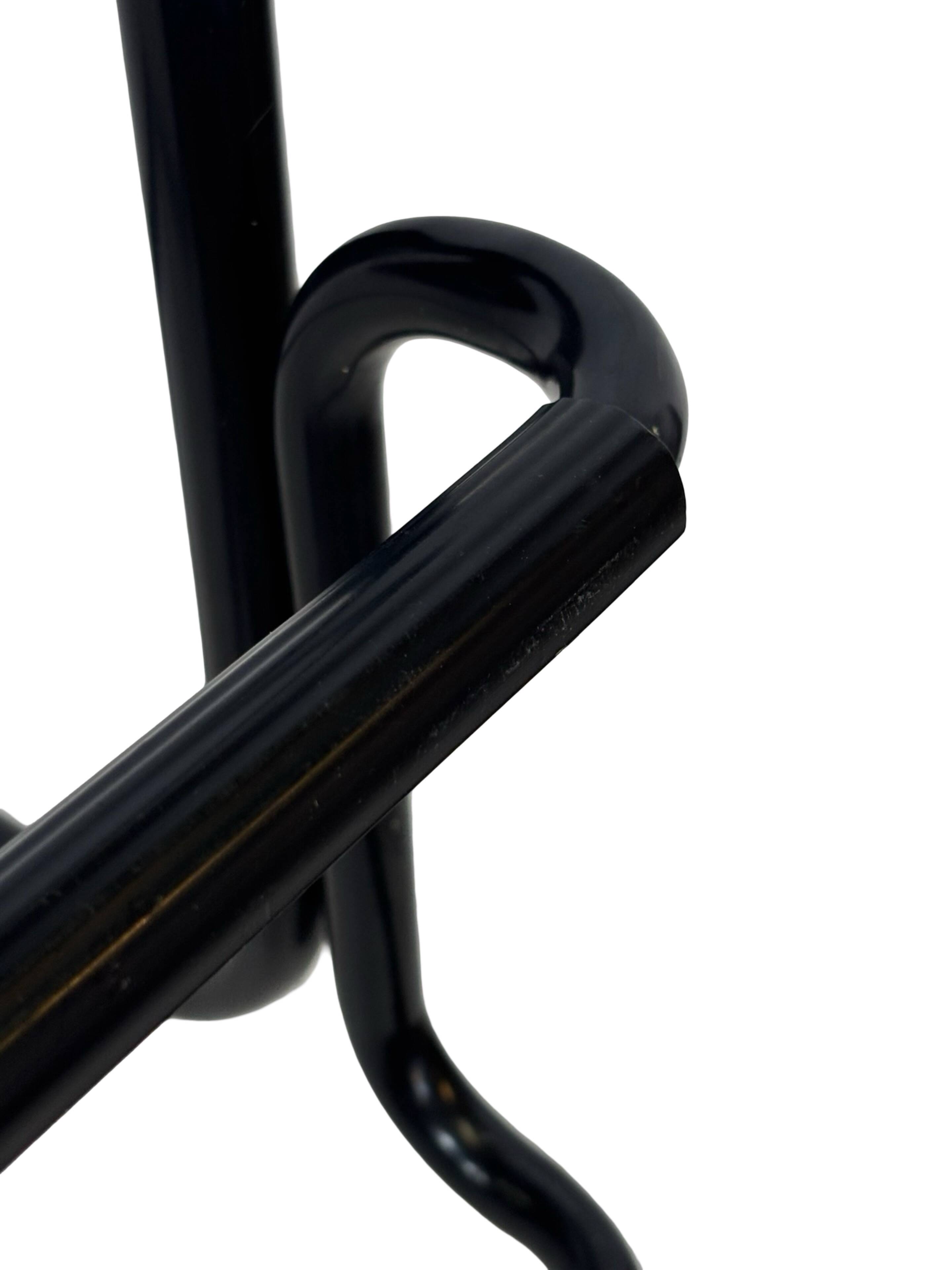 Vintage Black Leather & black frame Italian Modern Barstool